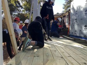 SCAD Atlanta students help with the construction of a house for Habitat for Humanity. Habitat for Humanity is a non-profit organization founded in 1976. Photo by Gio Turra.